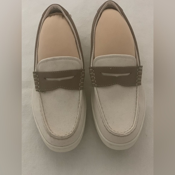 Cole Haan Nantucket C38573 Penny Loafer Mens Sz 8 M Ivory Canvas Slip On Shoes - Picture 4 of 15